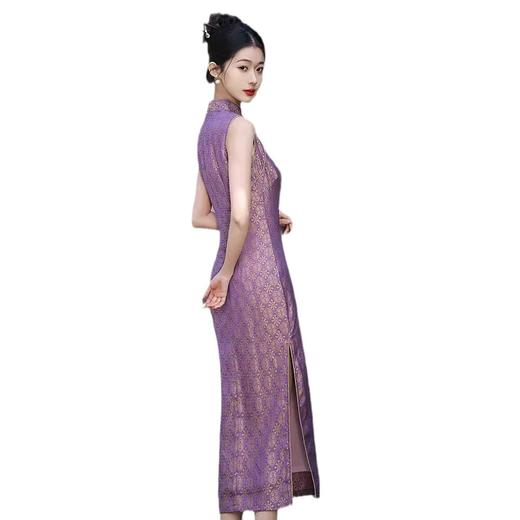 改良旗袍少女气质紫色提花无袖GR1012 商品图4
