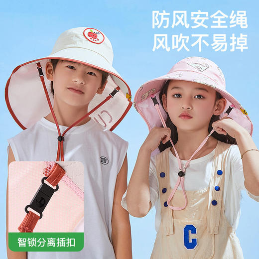 【儿童防晒帽】男女童遮阳帽渔夫帽大帽檐披肩帽 太阳帽夏秋薄款防紫外线 商品图0