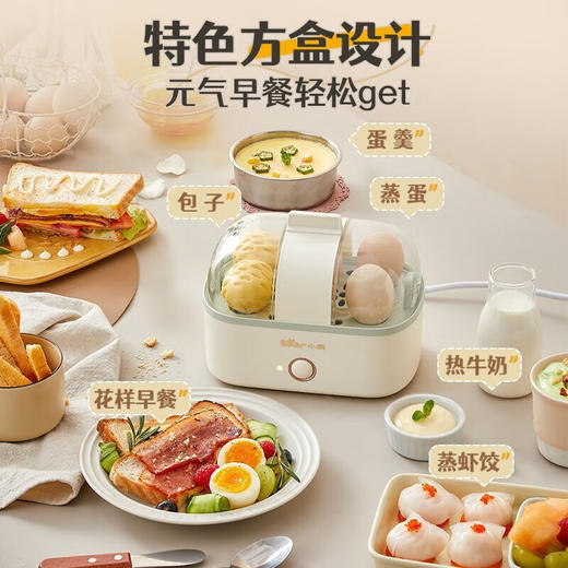 小熊（Bear） 煮蛋器 小型家用蒸蛋器 可定时不锈钢蒸蛋神器自动断电宿舍迷你早餐煮蛋神器 【一键操作】ZDQ-D06R1 单层 商品图4