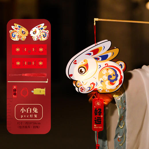 【9.9元抢！一款孩子都喜欢的灯笼】灯笼越南手提纸灯笼，传统中国元素手工DIY，节小灯笼带灯摆摊兔子灯古风发光手工镭射QQ 商品图9