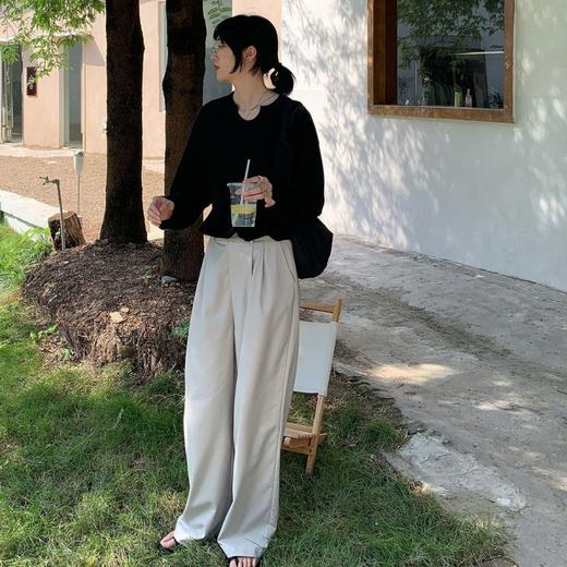 【早秋季日系慵懒风上衣】设计感小众薄款宽松显瘦长袖华夫格针织衫 商品图2