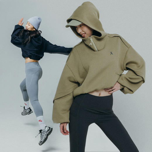 【十一破价福利】ACMEITEM爱棵米 户外空气层运动卫衣连帽宽松可调节下摆上衣女士GAF2310053E 商品图1