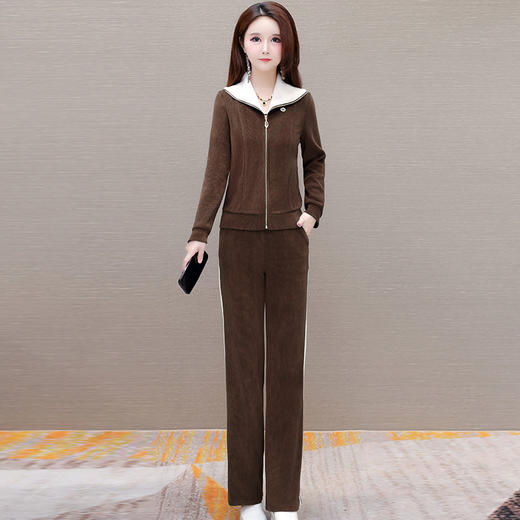 长袖连帽休闲外套+长款修身，宽松显瘦时尚阔腿裤两件套QYM- XYKL-4801-L 商品图1
