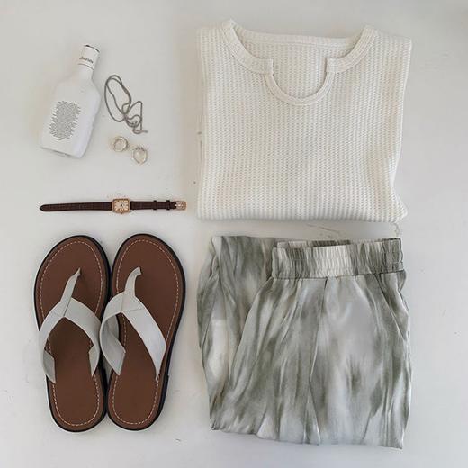 【早秋季日系慵懒风上衣】设计感小众薄款宽松显瘦长袖华夫格针织衫 商品图4