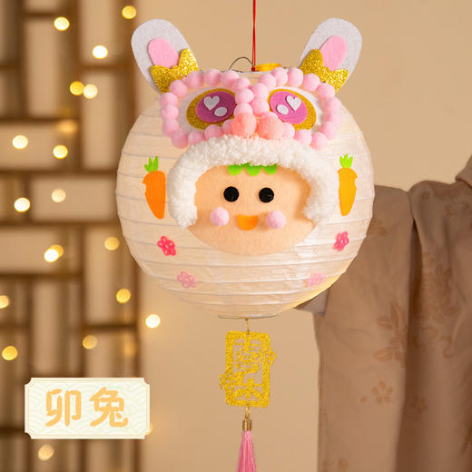 【中秋灯笼！十二生肖~】中秋节灯笼 幼儿园儿童手工diy材料包 卡通生肖立体手提发光纸灯笼 亲子互动 卡通可爱 国风元素-QQ 商品图8