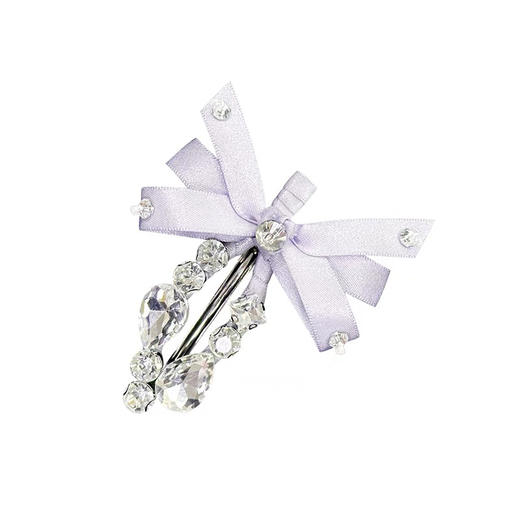 重工水晶钻饰紫色丝带蝴蝶结少女发夹刘海夹 商品图0