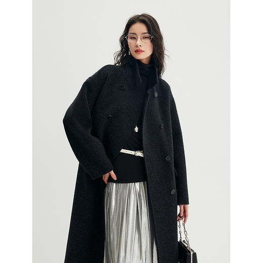 棉仓356666006-MAX*翻领双排扣廓形双面呢大衣 商品图1