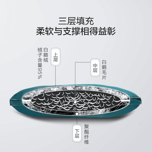 水星家纺95白鹅绒贡缎全棉抗菌鹅绒枕芯透气蓬松枕头 商品图2
