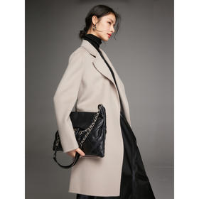 棉仓347666012-水波纹一手长羊毛大衣女含羊绒 23冬季直筒翻驳领双面呢外套