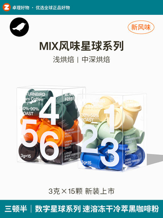 三顿半│数字星球系列 速溶冻干冷萃美式拿铁黑咖啡粉15颗*3g 商品图0