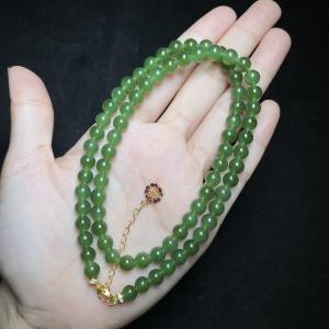 DS925碧玉项链-diy燕尾花圆珠 商品图0