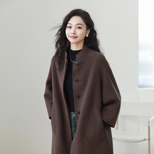 火桐hooton 新年战袍 气质立领双面羊绒大衣3466 商品图4
