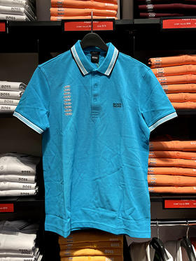 HUGO BOSS/胡戈波士 男士夏季黑标经典纯棉撞色刺绣标短袖POLO衫