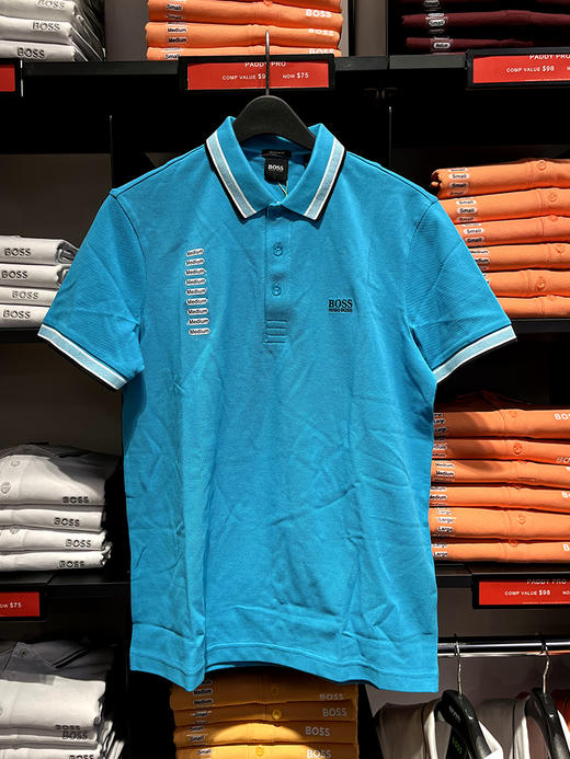 HUGO BOSS/胡戈波士 男士夏季黑标经典纯棉撞色刺绣标短袖POLO衫 商品图0