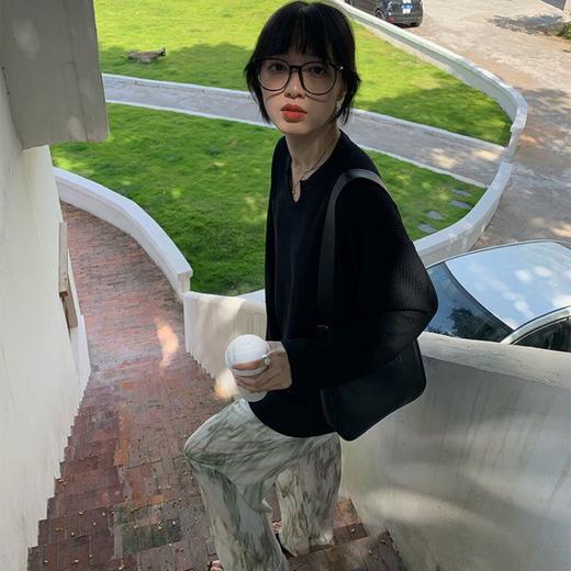 【早秋季日系慵懒风上衣】设计感小众薄款宽松显瘦长袖华夫格针织衫 商品图3