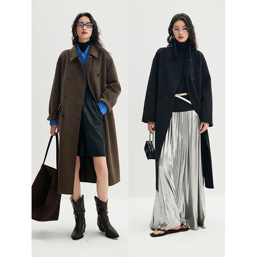 棉仓356666006-MAX*翻领双排扣廓形双面呢大衣 商品图4