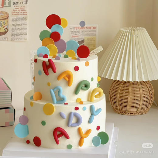 多巴胺ins风 翻糖字母主题蛋糕，提前3天以上预定 商品图0