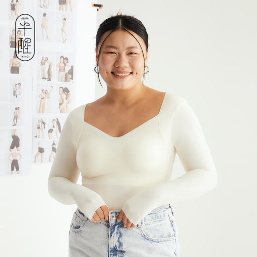 半醒Ms打底衣01 保暖内衣女文胸一体固定杯 SH0012 商品图1