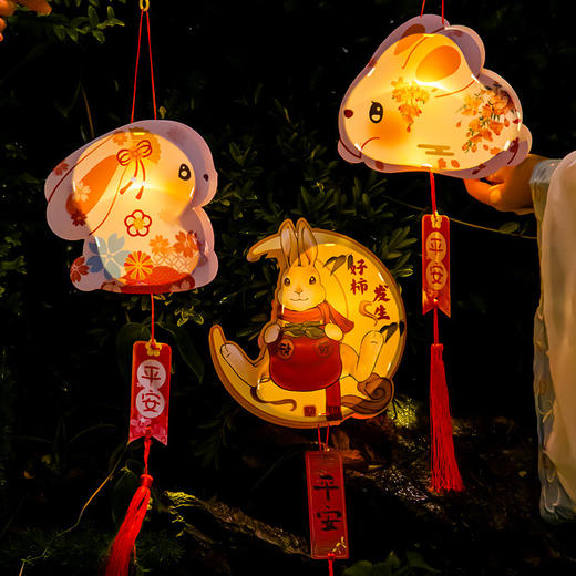 【9.9元抢！一款孩子都喜欢的灯笼】灯笼越南手提纸灯笼，传统中国元素手工DIY，节小灯笼带灯摆摊兔子灯古风发光手工镭射QQ 商品图2