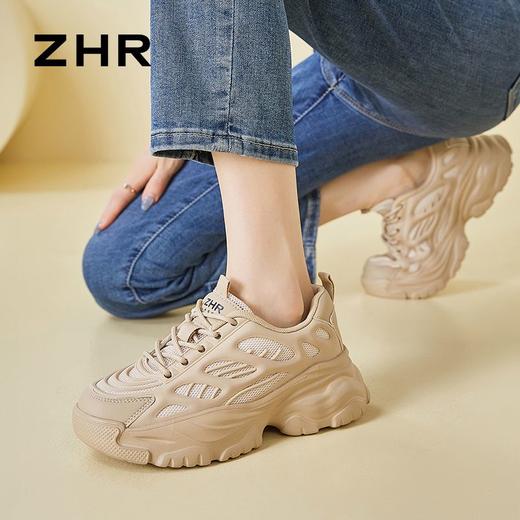 ZHR则则厚底老爹鞋女2024新款网面透气运动休闲鞋增高轻便小白鞋 商品图9