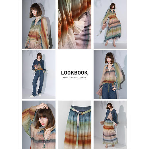 【限时秒杀】COCOBELLA[赤霞橘光]重工打揽手绘彩虹条纹通勤衬衫SR7032 商品图1