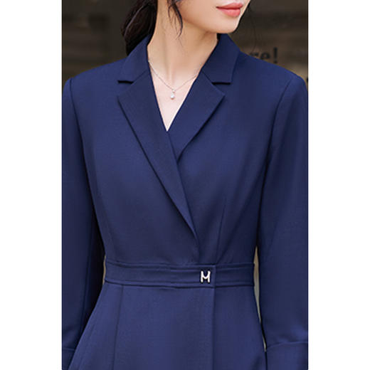 剩M 米思阳2025春季新款时尚气质通勤连衣裙收腰显瘦西装领裙子女3692 商品图4