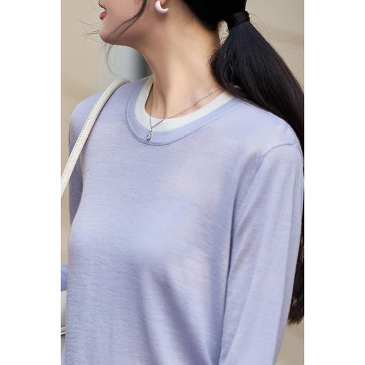 剩S/M/L/XL 米思阳2026春季新款设计感撞色毛针织衫时尚宽松显瘦内搭上衣4016 商品图4