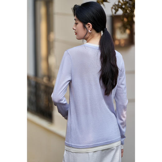 剩S/M/L/XL 米思阳2026春季新款设计感撞色毛针织衫时尚宽松显瘦内搭上衣4016 商品图2