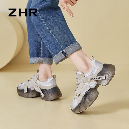 ZHR则则厚底老爹鞋女2024夏季新款百搭小个子增高软底运动休闲鞋 商品图9