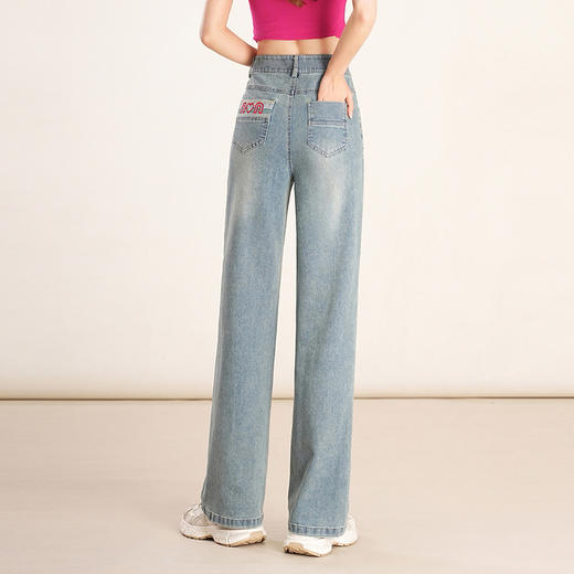 高腰直筒裤休闲裤，时尚气质长款牛仔裤QYM- HWM-8713-Y 商品图2