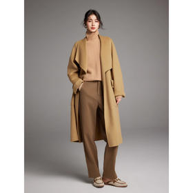 棉仓346666009-高支羊毛翻领毛呢外套女双面呢23冬季双面呢大衣