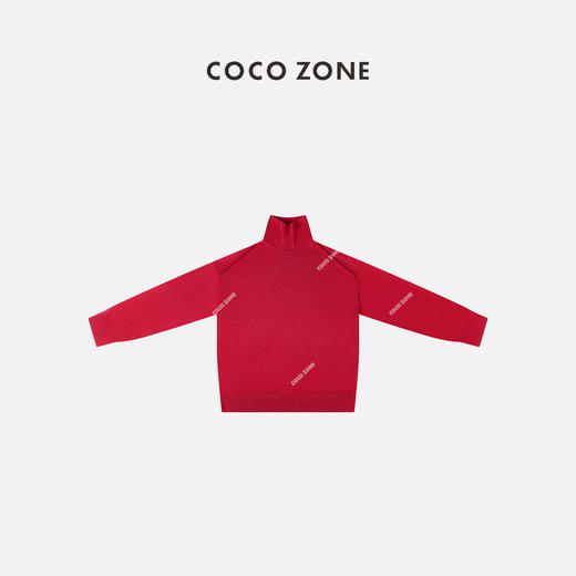 COCO ZONE高领纯色毛织上衣背后小三角装饰针织衫23C50063 商品图11