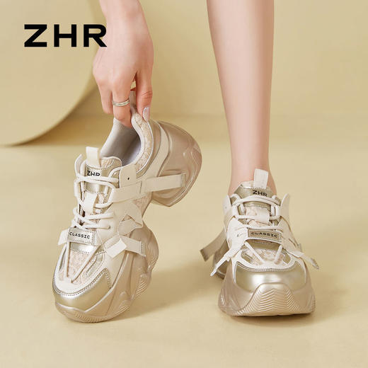 ZHR则则厚底老爹鞋女2024夏季新款百搭小个子增高软底运动休闲鞋 商品图6