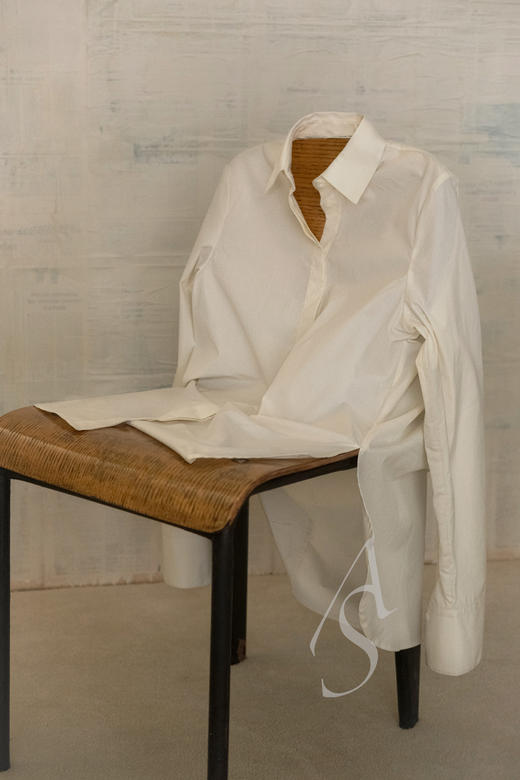 Mark Kenly Domino Tan  奶油色BERTINE棉府绸长袖衬衫 商品图1