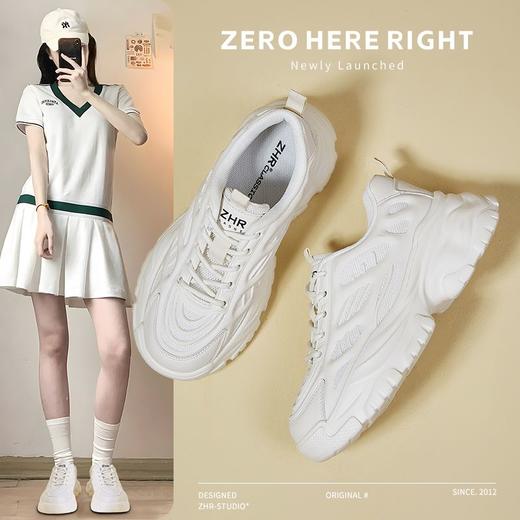ZHR则则厚底老爹鞋女2024新款网面透气运动休闲鞋增高轻便小白鞋 商品图0