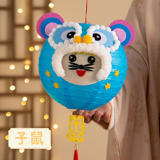 【中秋灯笼！十二生肖~】中秋节灯笼 幼儿园儿童手工diy材料包 卡通生肖立体手提发光纸灯笼 亲子互动 卡通可爱 国风元素-QQ 商品图5