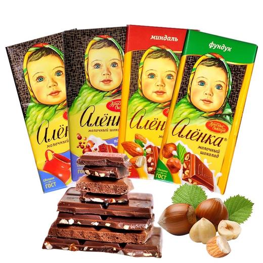 【中欧班列精选2块】俄罗斯原装进口大头娃娃巧克 牛奶味/香浓牛奶味/气泡/葡萄干味/扁桃仁味/榛子味 90g/块 商品图2