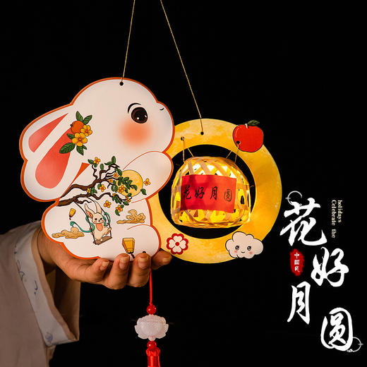 【竹编灯笼！古风设计，玉兔萌趣~】中秋节竹编小灯笼 新款手工diy制作材料包 手提古风兔子花灯灯笼-QQ 商品图10