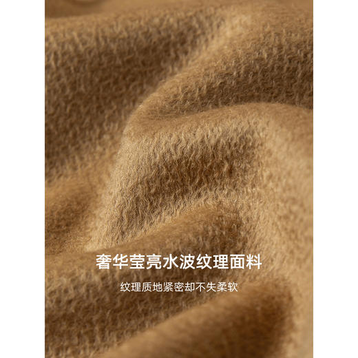 棉仓347666012-水波纹一手长羊毛大衣女含羊绒 23冬季直筒翻驳领双面呢外套 商品图1