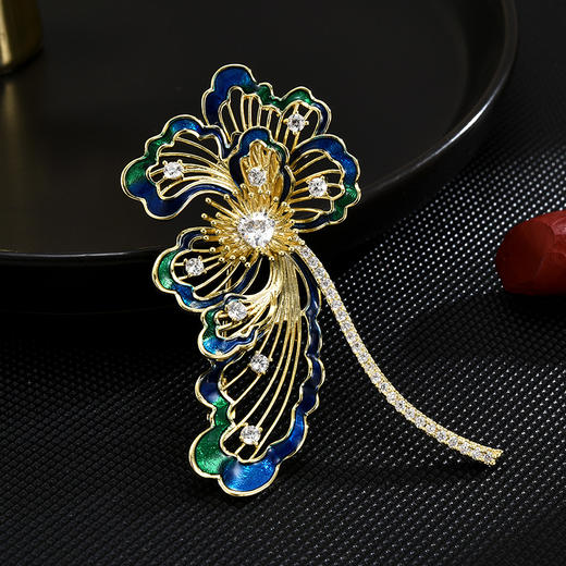 新款珐琅彩云锦花优雅简约祥云大衣旗袍配饰胸针LY 商品图1