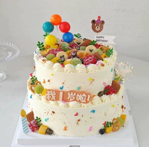 【优品系列】---双层【水果卡通熊插件款】水果蛋糕 商品图0