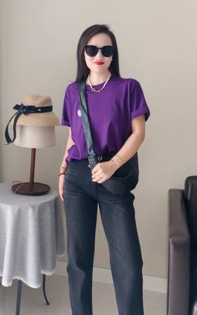 紫茄子爱心T杨幂同款