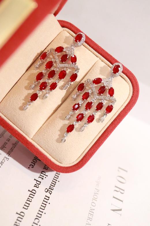 6.8ct 7.97g 红宝石耳环 商品图3