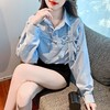 【Polo领蓝色衬衫】设计感小众蝴蝶结长袖衬衣 春秋chic减龄甜美上衣  商品缩略图1