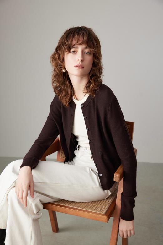 COCO ZONE 【100%绵羊毛】单排扣针织开衫长袖上衣CC2C1270 商品图4