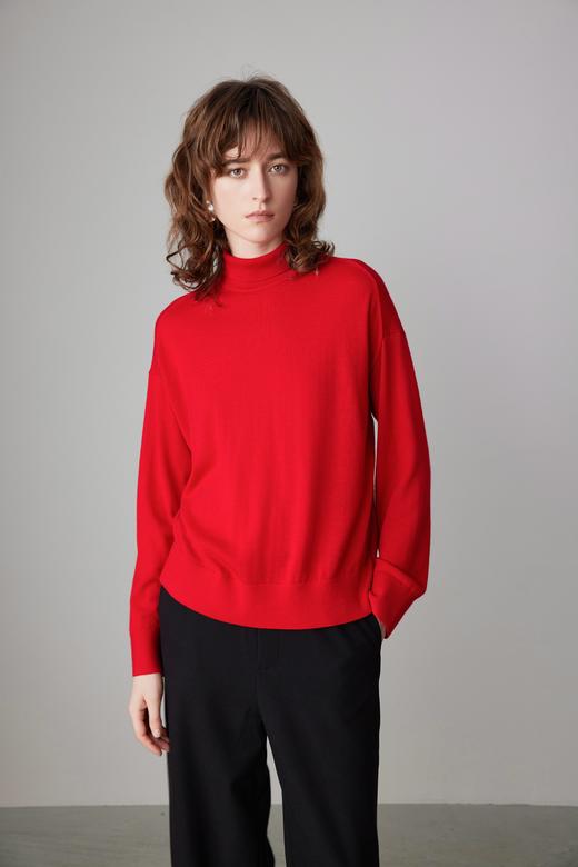 COCO ZONE高领纯色毛织上衣背后小三角装饰针织衫23C50063 商品图1