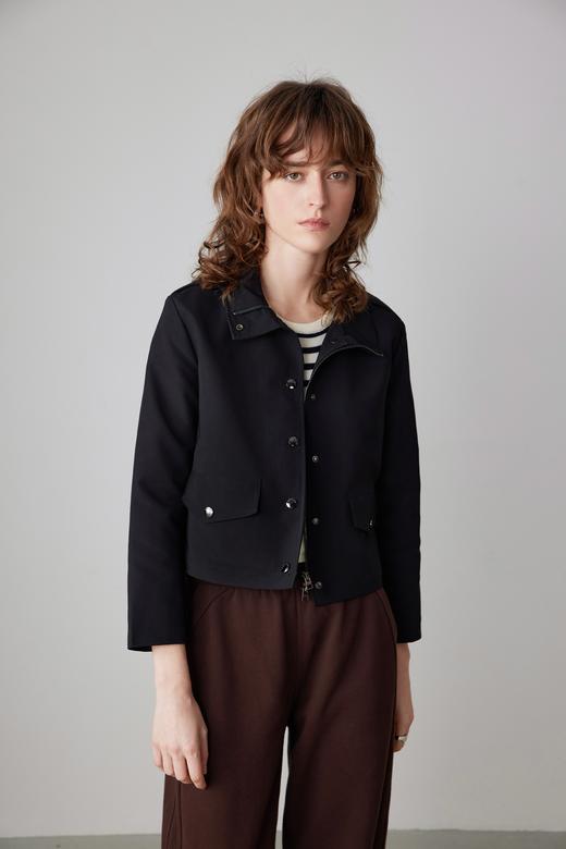 COCO ZONE复古经典春秋款立领外套通勤风纯色夹克23C19133 商品图0