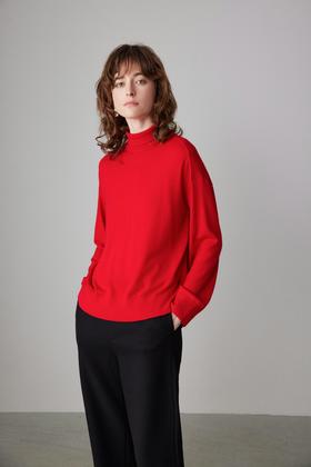 COCO ZONE高领纯色毛织上衣背后小三角装饰针织衫23C50063