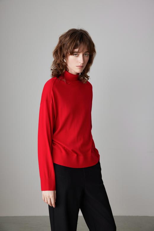 COCO ZONE高领纯色毛织上衣背后小三角装饰针织衫23C50063 商品图2