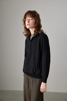 COCOZONE 秋季立领百搭情侣长袖卫衣半设计感休闲23C19308